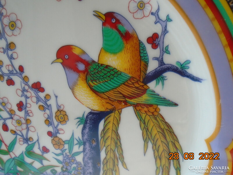 Kézzel festett élénk kidomborodó színekkel madár virág mintás Keleti jelzett falitál