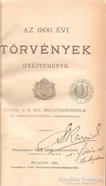 Az 1900. évi törvények gyűjteménye