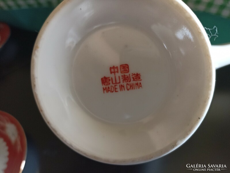 Régi 6 személyes jelzett kínai kávés készlet