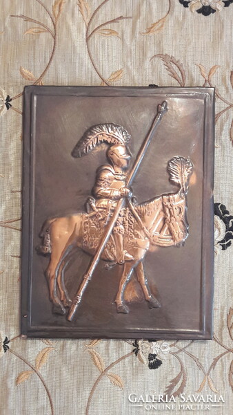 Középkori lovagos réz falidísz, kép (M2999)