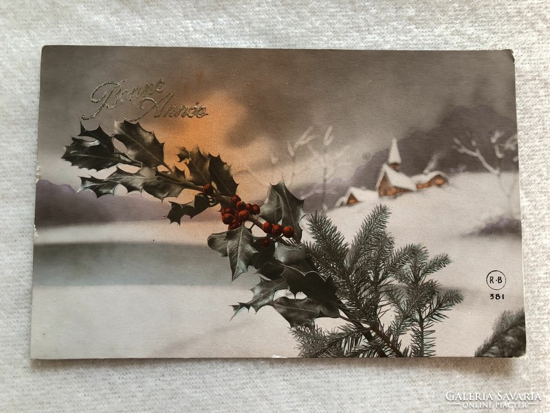Antique Christmas and New Year postcard - 1921
