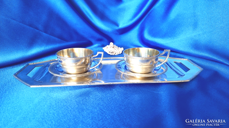 Csodálatos 2 darabos ezüst teás készlet hozzá illő tálcával. Dianás.