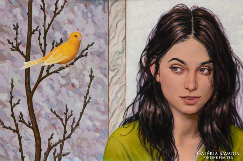 The girl and the exotic bird