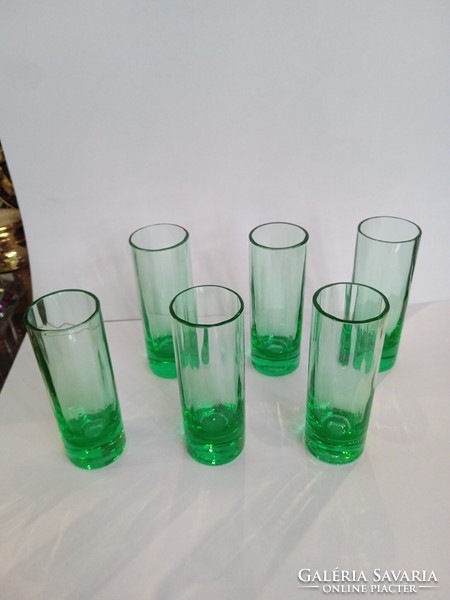 Uranium green 1 decis glass glasses, set of 6, for collectors.