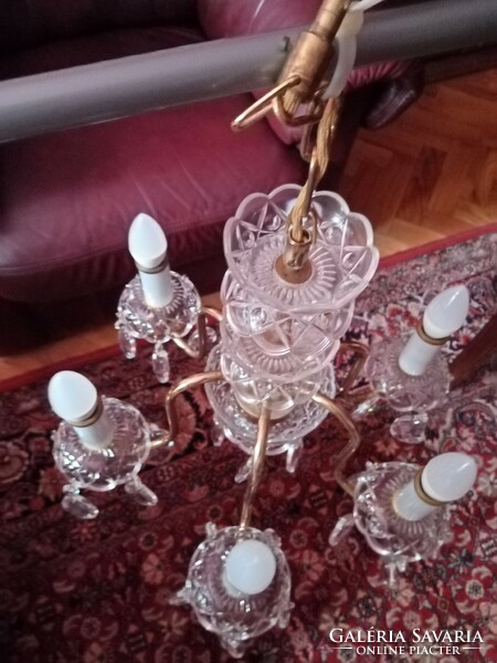 Six-arm Czechoslovak crystal chandelier