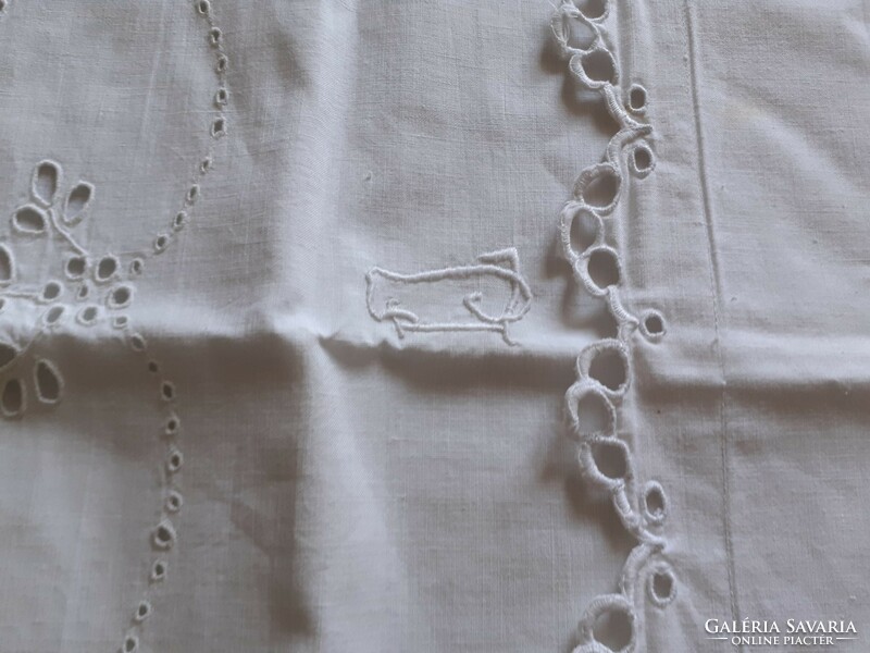 Antique pillowcase monogrammed old bedding lacy azure canvas 2 pcs