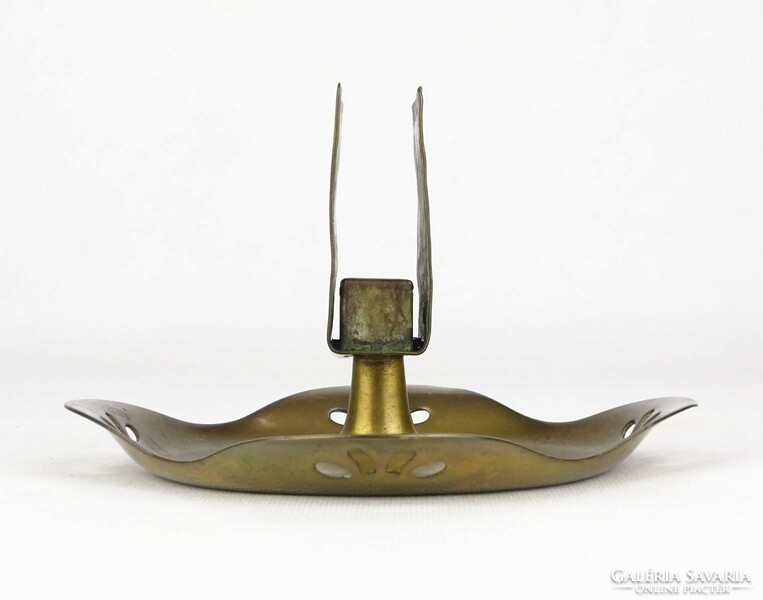 0X636 old art nouveau copper ashtray with match holder