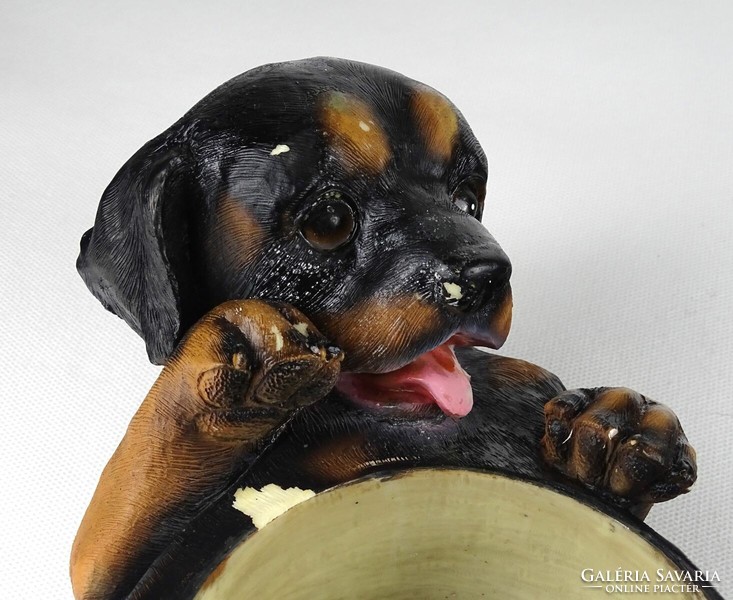 1K686 dog metal feeding bowl and welcome door decoration rottweiler