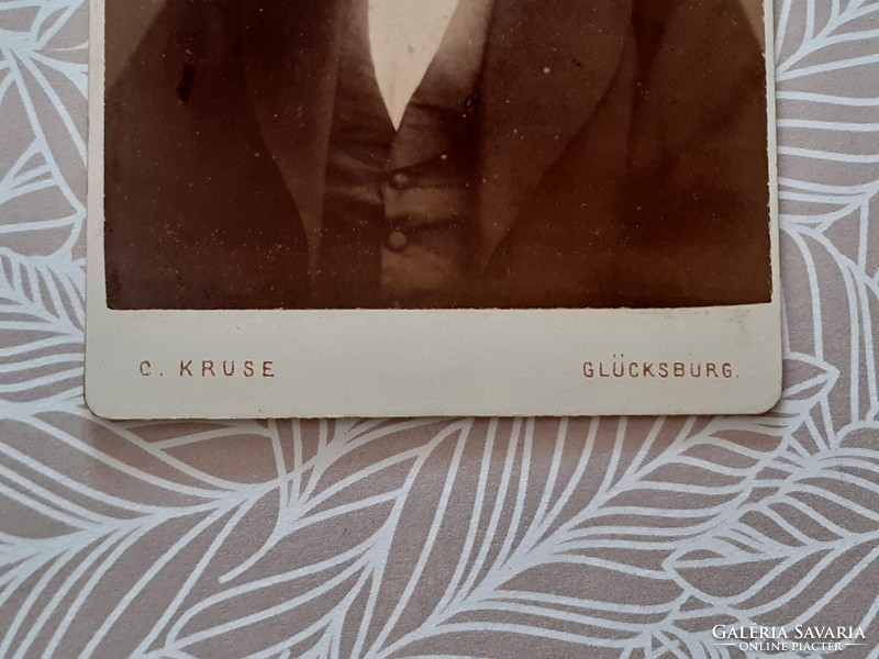Antik férfi fotó C. Kruse fotográfus Glücksburg régi műtermi fénykép