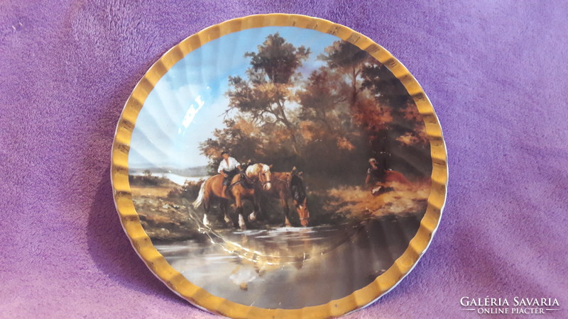 Country equestrian scene porcelain plate, decorative plate (l2972)
