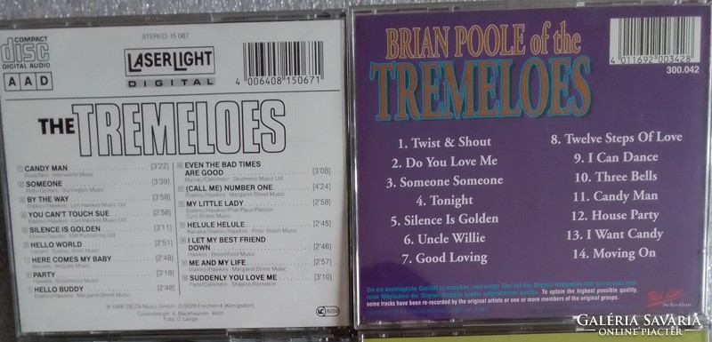 2 gyári CD lemez, klasszikus angol beat zene, The Tremeloes, Brian Poole, pop slágerek
