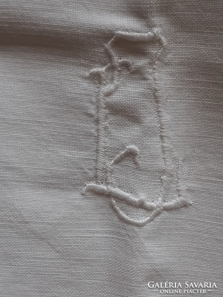 Antique pillowcase monogrammed old bedding lacy azure linen 1 pc