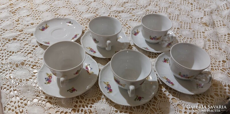 Zsolnay coffee porcelain set with a beautiful flower pattern