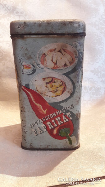 Old paprika tin box, Kossuth coat of arms metal box (m2956)