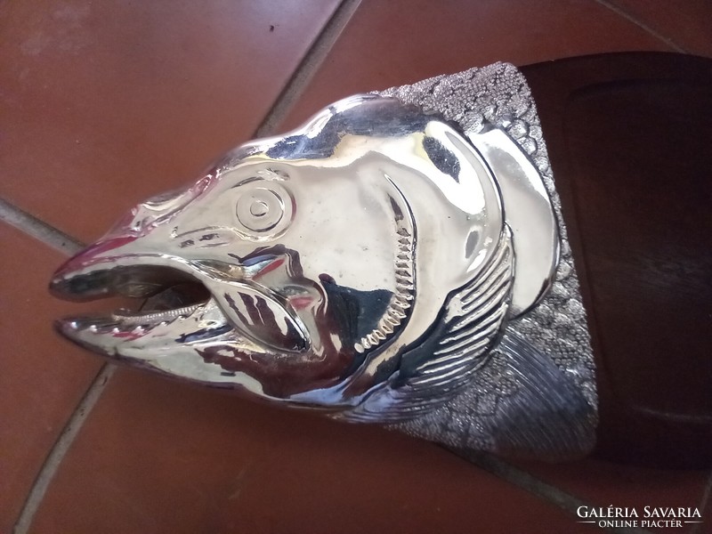 90 x 23 cm Fritz Nagel stílusú hal alakú disztál tál króm art deco