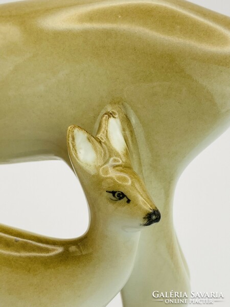 Zsolnay porcelain deer with kid