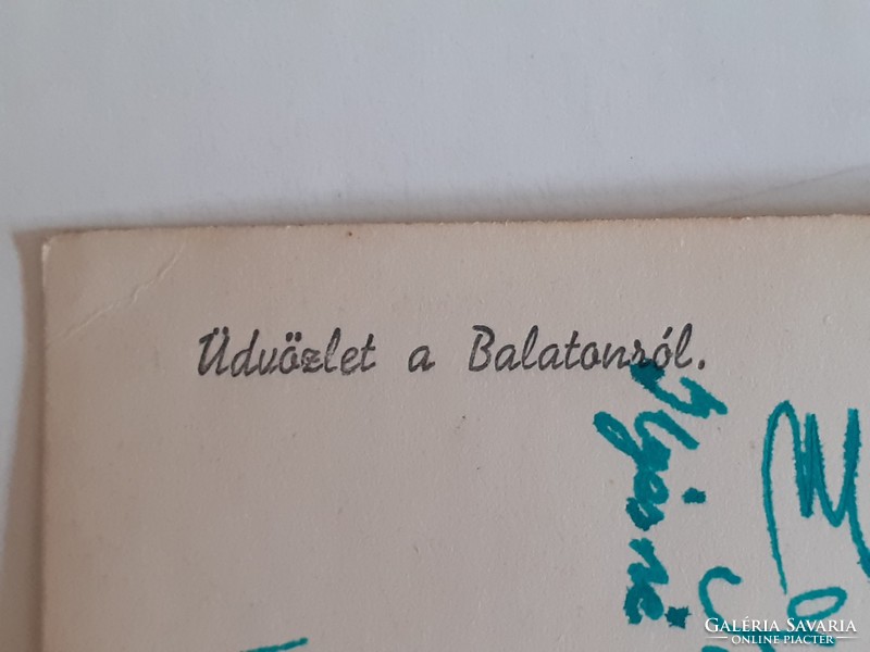 Régi képeslap 1950 Balaton hajó retro levelezőlap