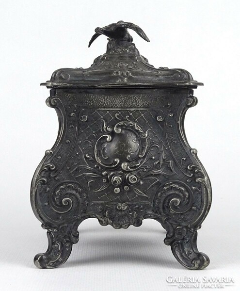1K493 Antik jelzett madaras barokk osztrák spiáter bonbonier ~1890