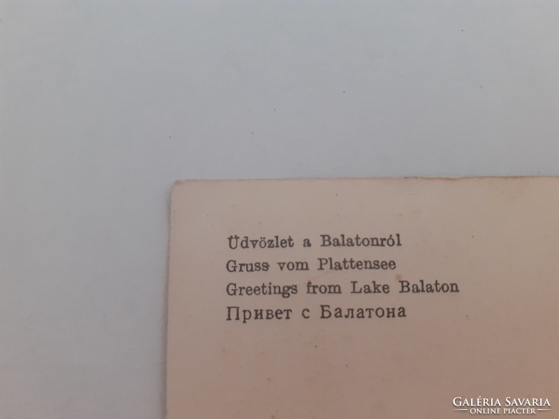 Retro képeslap Balaton vitorlás hajó naplemente régi levelezőlap