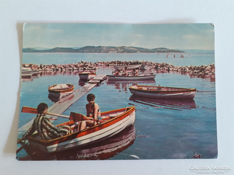 Retro postcard 1964 Balaton boat old postcard