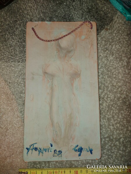 Terracotta nude wall picture, sign on the back, size indicated!