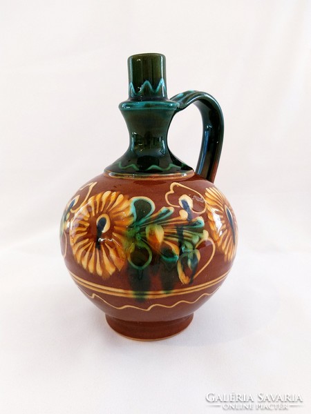 Handmade flower pattern 21cm. Hand painted jug