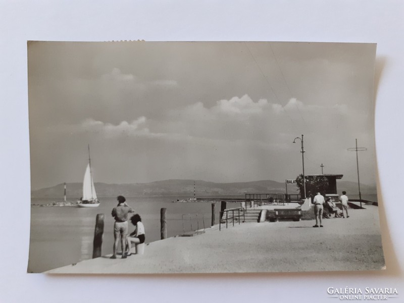 Old postcard 1958 balatonlelle harbor postcard