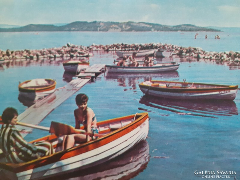 Retro postcard 1964 Balaton boat old postcard