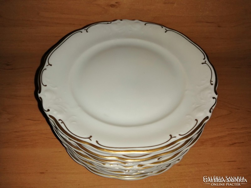 Old wakbrzych porcelain gold-edged convex pattern small plate set 11 pcs 17.5 cm (2p)