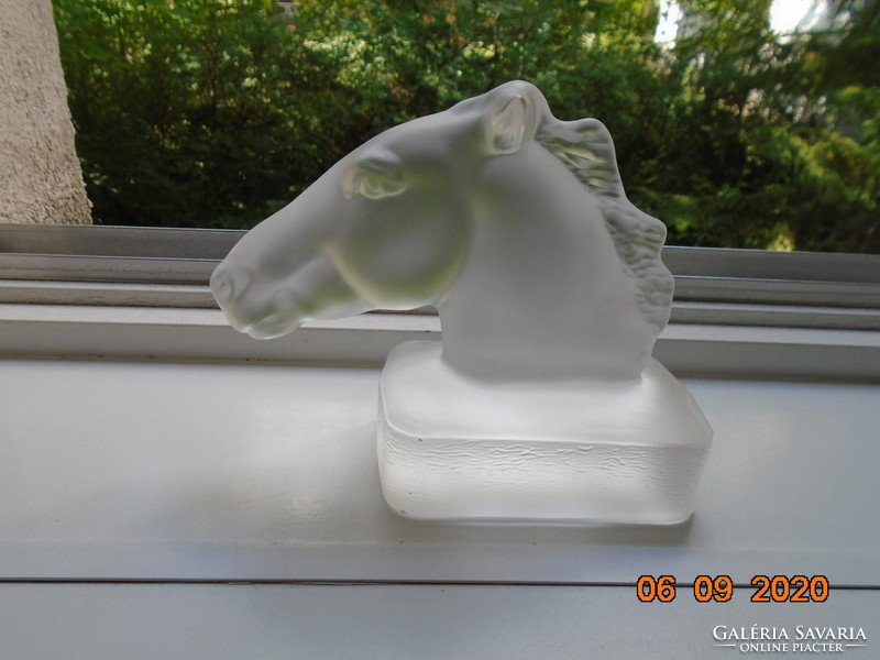 Matt lead crystal heavy horse head statue on plinth fk germany