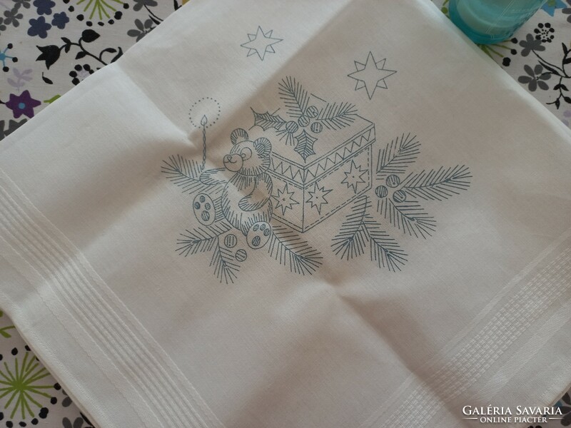 Unstitched Christmas cotton tablecloth