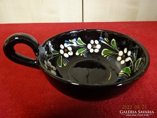 Glazed ceramic bowl with handle, hand painted. He has! Jokai.