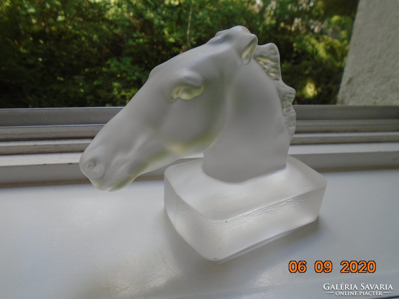Matt lead crystal heavy horse head statue on plinth fk germany