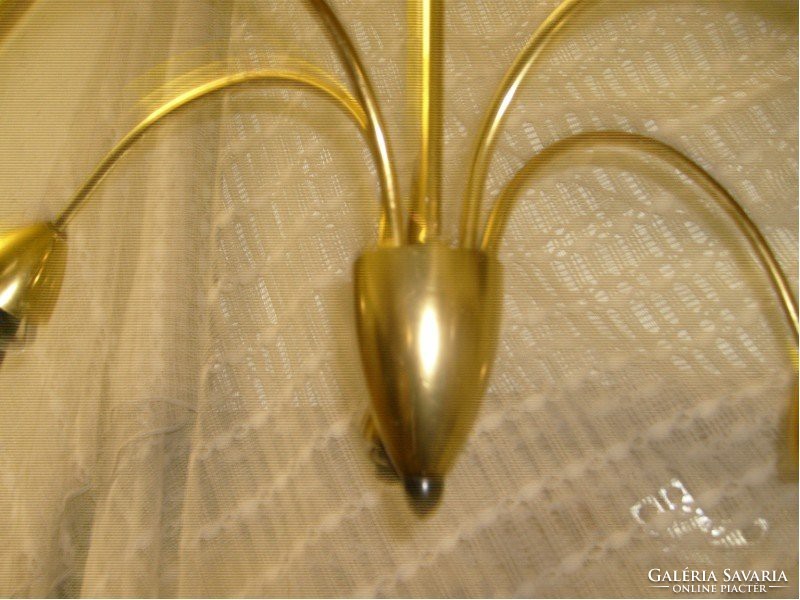 Art decó Antik 40-50-es évekbeli  fém Csillár aranyszínű 5 ágú,eladó