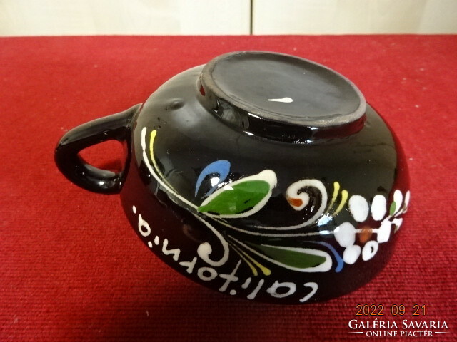 Glazed ceramic bowl with handle, hand painted. He has! Jokai.