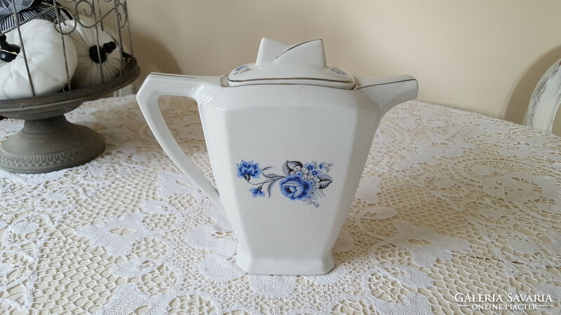 Art Deco P.F.France kék virágos porcelán teáskanna,kancsó