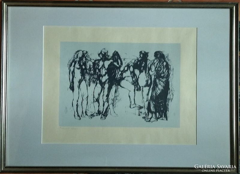 Jenő Barcsay: bathers - original screen print, numbered, signed, nicely framed!