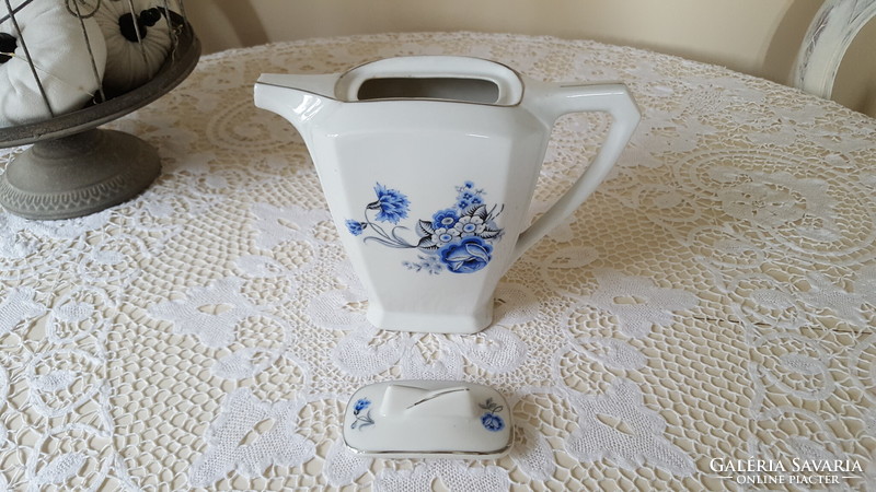 Art Deco P.F.France kék virágos porcelán teáskanna,kancsó