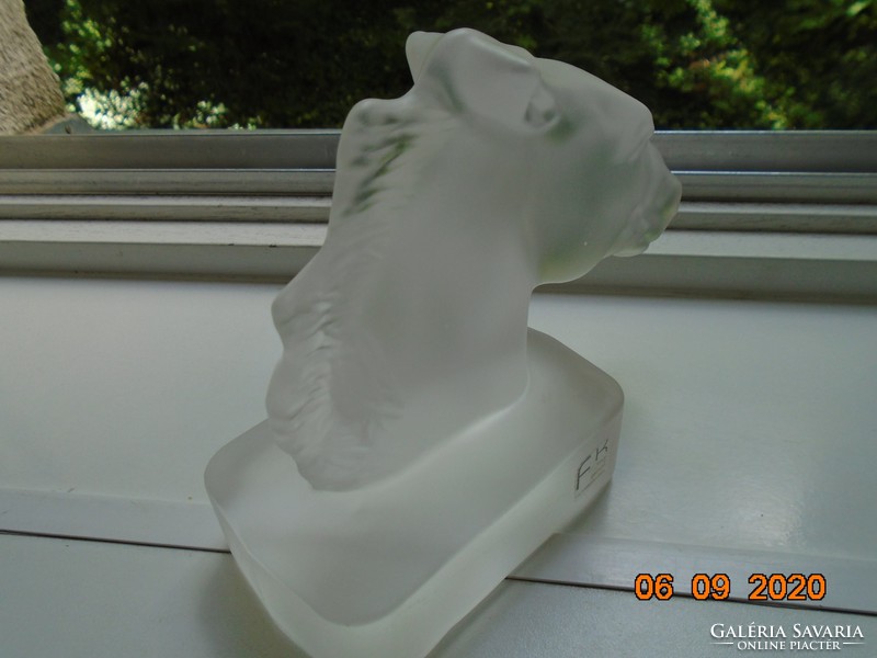 Matt lead crystal heavy horse head statue on plinth fk germany