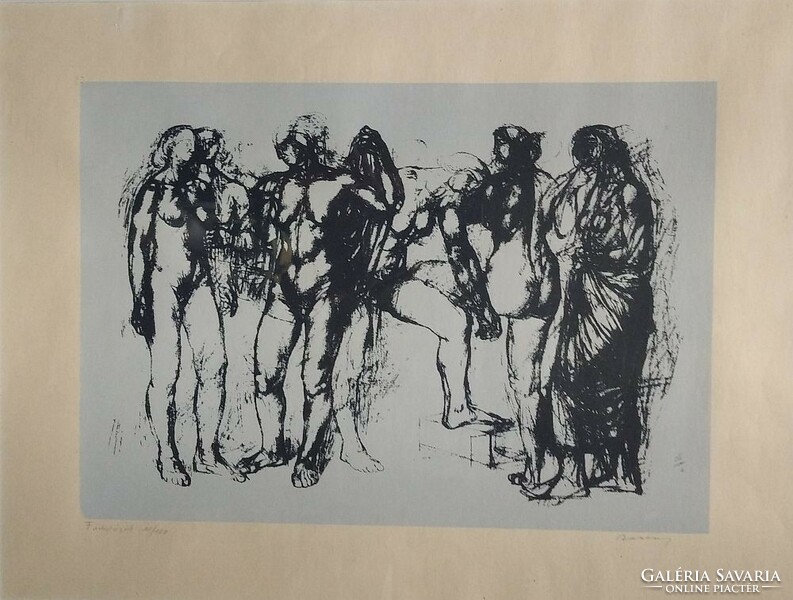 Jenő Barcsay: bathers - original screen print, numbered, signed, nicely framed!