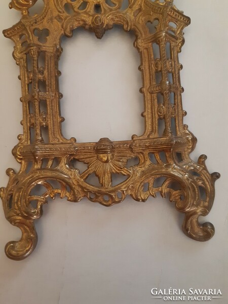Antique historicizing gilded copper putty table picture frame
