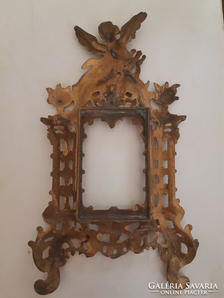 Antique historicizing gilded copper putty table picture frame