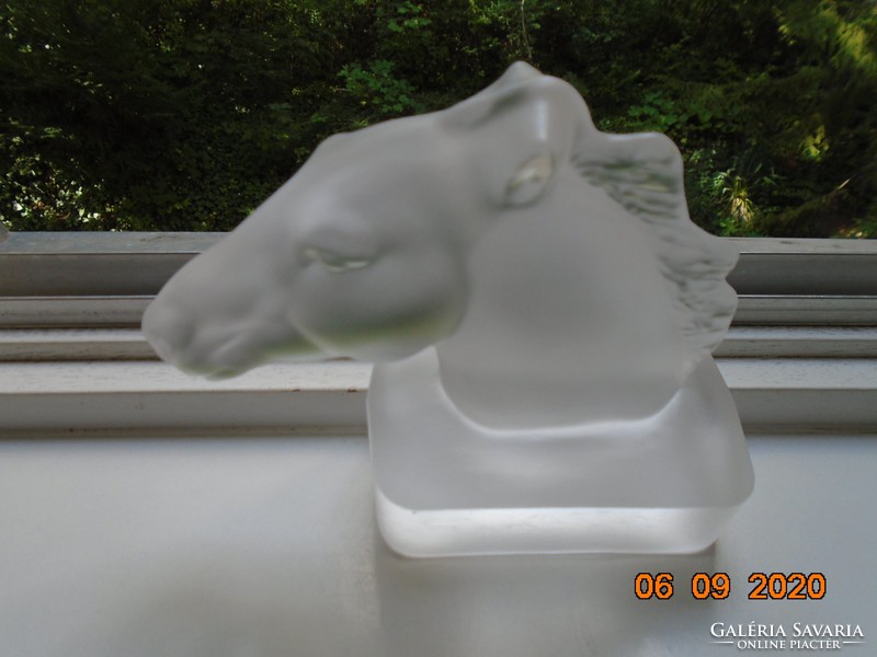 Matt lead crystal heavy horse head statue on plinth fk germany