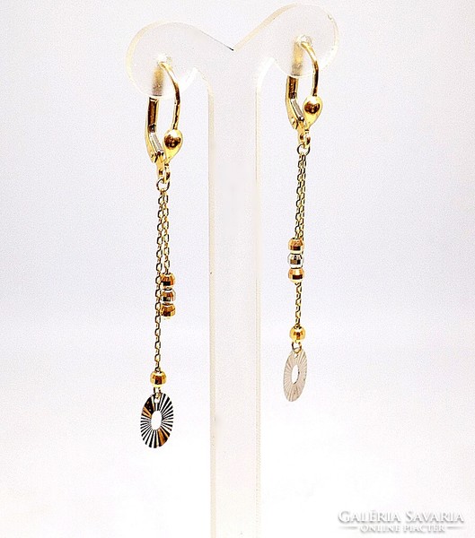 Tricolor gold dangling earrings (zal-au109351)