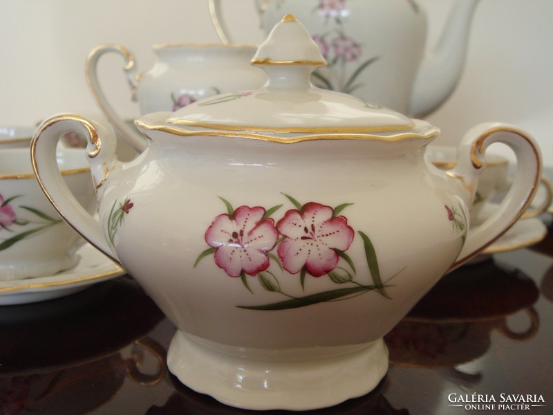 Régi Epiag porcelán virágos kávés készlet csésze kiöntő cukortartó