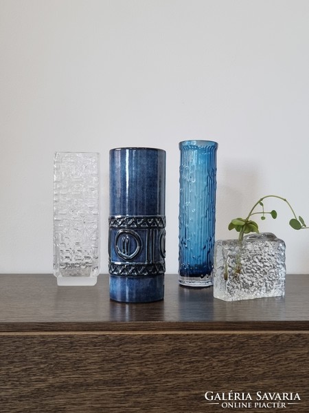 Gral glashütte minimalist glass block vase - Emil Funke design, rare piece from the '60s