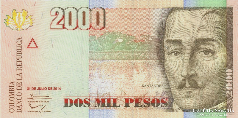 Colombia 2000 pesos 2014 unc