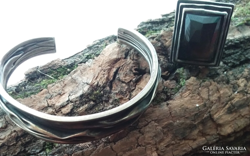 Art deco extra large citrine stone ring and bracelet