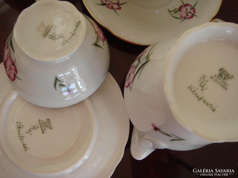 Old epiag porcelain floral coffee set cup pouring sugar bowl
