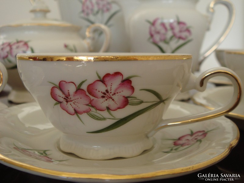 Régi Epiag porcelán virágos kávés készlet csésze kiöntő cukortartó